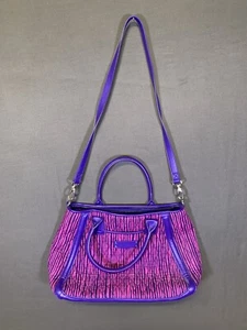 Vera Bradley Crossbody Bag Purse Handbag Purple Impressionista Striped Trimmed - Picture 1 of 13