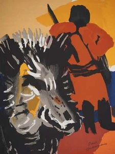 Pierre AMBROGIANI : Le Sanglier, Lithographie originale signée - Picture 1 of 6