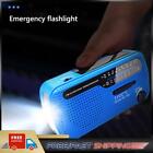 Solar Hand Crank Radio AM/FM Radio with LED Flashlight for Outdoor (Blue)