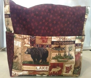 Cartera/bolso de proyecto Bears Wildlife Lake Cabin Wilderness Fish hecho a mano 12x12 - Imagen 1 de 8
