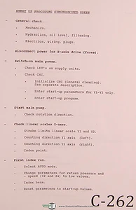 Cybelec Start-Up Procedure Parameters Sync Press Programming Instructions Manual - Picture 1 of 1
