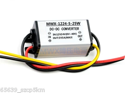 12V/24V to 5V 5A DC/DC Power Converter Regulator Module Step Down Adapter - Image 1 of 2