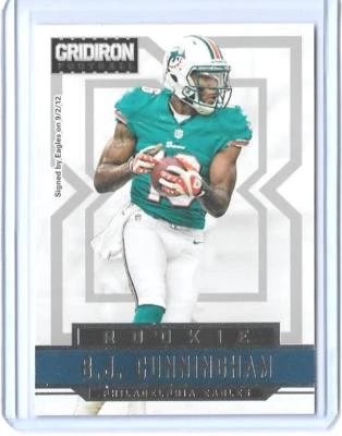 2012 GRIDIRON B.J. CUNNINGHAM ROOKIE CARD RC #205 ~ 001/250 ~ UNIQUE MICHIGAN ST - Image 1 of 2