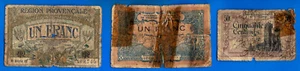 Lot France 1 Franc Region Provencal 1 Franc Valence 50 Centimes of Marne Free Sp - Picture 1 of 2