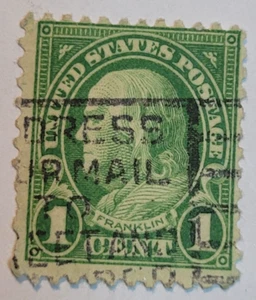 U.S. Postage ~ Benjamin Franklin ~ 1₵ Green ~ Posted/Cancelled ~ c.1930's ~ X16 - Picture 1 of 6