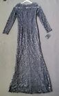 Marina Size 6 Grey Sequin Lace Gown 847