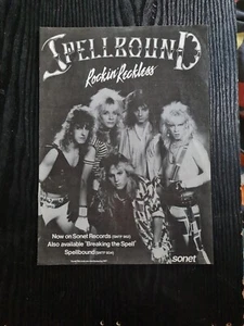 SPELLBOUND ROCKIN RECKLESS ORIGINAL 1986 MUSIC ALBUM ADVERT 8.5X11" POSTER - Foto 1 di 1