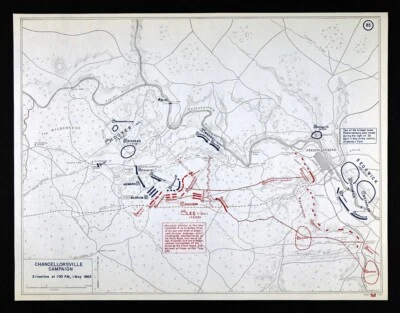 West Point Civil War Map Battle Chancellorsville Fredericksburg VA May 1 - Image 1 of 3