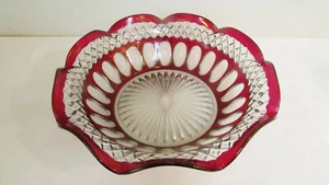 WESTMORELAND WATERFORD RUBY AND CLEAR BOWL - Picture 1 of 7