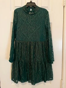 Art Class Girls Party Dress Tiered Lace Long Sleeve Emerald Green Medium 6-6X - Picture 1 of 2
