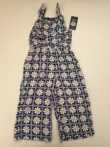 Vince Camuto Girl Floral Jumpsuit White/ Blue Size 4 - Picture 1 of 5