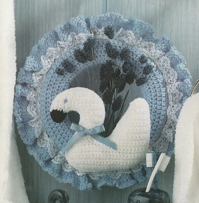 Swan Wreath - 13" across - Worsted weight yarn - Crochet Pattern ONLY - Image 1 of 2