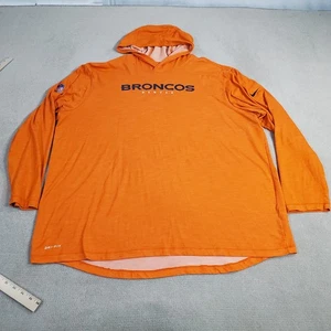 Denver Broncos Nike Dri Fit Hoodie Shirt Mens 2XL XXL Orange Pullover Sweatshirt - Picture 1 of 12