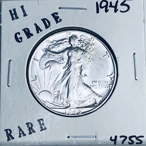 1945 LIBERTY WALKING SILVER HALF DOLLAR HI GRADE U.S. MINT RARE COIN 4755 - Picture 1 of 3