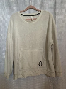 Joyspun Womens 2x Fluffy Soft Cream Top With Penguin - Picture 1 of 9