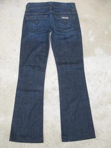 Hudson Signature Bootcut Flap Jeans Women Sz 26 Dark Blue Distressed+Stretch L29 - Picture 1 of 11
