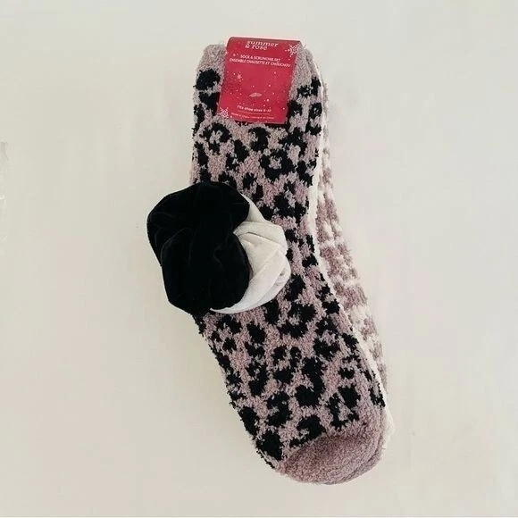 Verano y Rosa Scrunchie Difuso Calcetín Dúo Con Patrón Estampado Animal Nuevo Foto 1 de 1