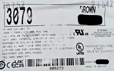 Alpha провод 3079 #14awg премиум луженый медный соединительный/свинцовый провод 600 В коричневый /25 футов - Изображение 1 из 4