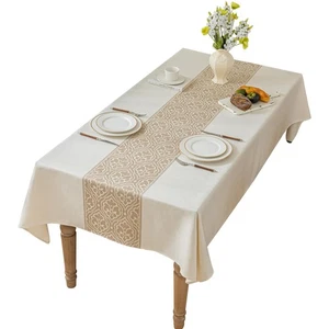 Mantel rectangular beige nórdico, cortina premium, resistente al agua y las manchas,... - Imagen 1 de 7