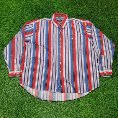 Camisa a Rayas Vintage Años 90 Colores por Alexander Julian 2XL 17 Grande Foto 1 de 4