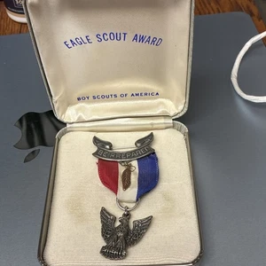 Pfadfinder Vintage Sterlingsilber Adler Pfadfinder Pin Band "Be Prepared Medal" - Bild 1 von 7