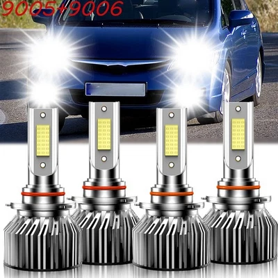 For Honda Civic 1988-2015 4x LED Headlight Bulbs High/Low Beam Combo Kit 6000K - Image 1 of 4