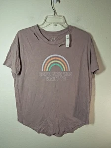 T-shirt nuova con etichette Aerie LGBTQ Pride Love Who You Want To Distressed Y2K Boho rosa XS - Foto 1 di 10