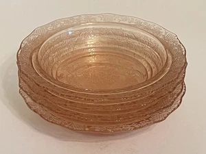 RARE Normandie Bouquet & Lattice Pink 6-3/4” Cereal Bowls ( Set of 4 ) - Picture 1 of 3