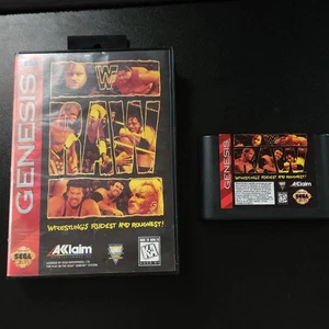 WWF Raw (Sega Genesis, 1994) No Manual, Authentic, Cleaned, & Tested - Picture 1 of 9