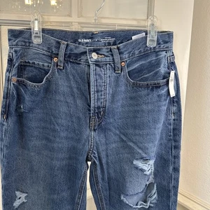 Old Navy Distressed Jeans Cropped Straight Leg Women's 8 High Waisted NWT - Picture 1 of 10