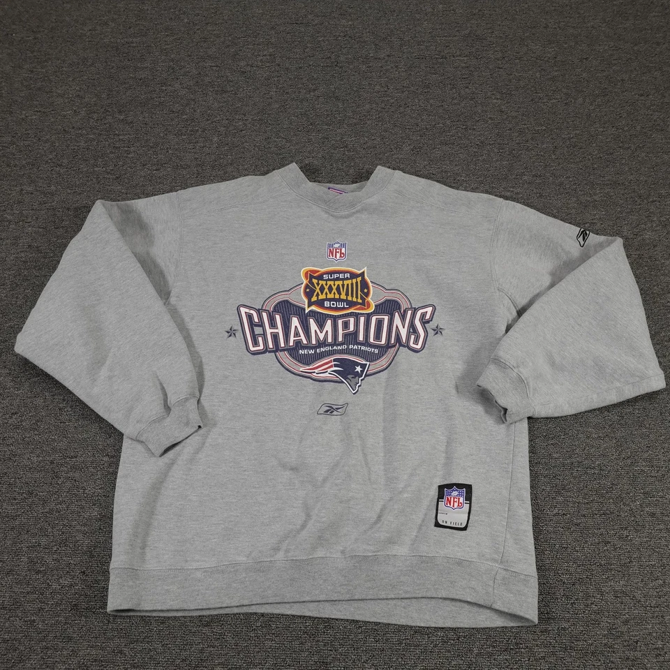 Suéter masculino vintage New England Patriots cinza médio futebol americano NFL Reebok anos 2000 - Imagem 1 de 4