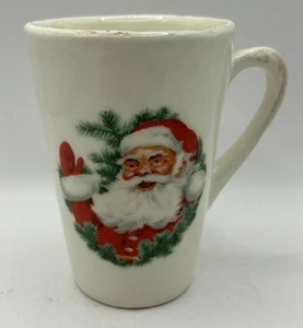 Vintage 1950’s Christmas Decoration Ceramic Santa Claus Transferware Mug Old Cup - Picture 1 of 13