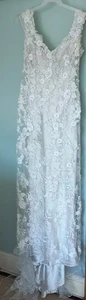 Allure Bridals Ivory Lace And Silk Underdress Wedding Dress Size 12 - Picture 1 of 6