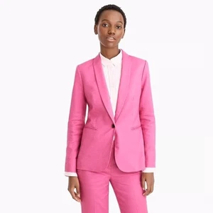 J. Crew Parke Hot Pink Linen Blend Blazer Size 10 Preppy Career Tailored - Picture 1 of 5