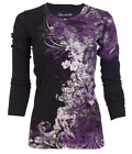 Archaic Affliction Women's T-Shirt PERCEPTION Cross Floral Black Sinful S-XL$58