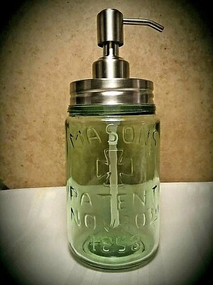 MASON PATENT 1858 STAINLESS STEEL Soap & Lotion Dispenser Pump Apple Green - Image 1 of 4