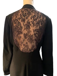 Albert Nipon Vintage Kleid Damen 6 schwarz Spitze Rückeneinsatz Urlaub formeller Abend - Bild 1 von 12