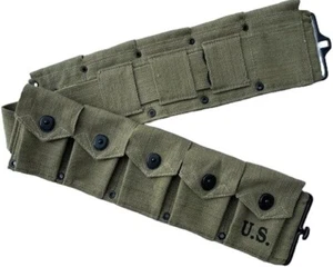 WWII U.S. Army M1923 M1 Garand Rifle Cartridge 10 Pocket Canvas Belt-OD GREEN - Picture 1 of 4