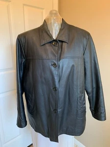 Black Leather Jacket with Warm Lining 2X Womens - Picture 1 of 14