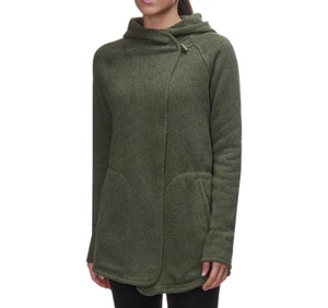 Felpa con cappuccio The North Face Crescent Wrap donna L verde pile toggle stile poncho - Foto 1 di 14
