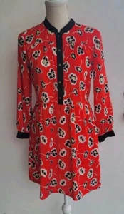 Juicy Couture Casual Floral Long Sleeves Mini Red Dress Size 2 - Picture 1 of 9