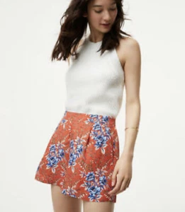 Pantalones Cortos LOFT Para Mujer Talla 4 Rojo Floral Plisado Frontal Informales Coloridos - Imagen 1 de 9