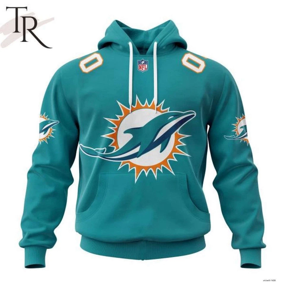 UNBRAND Miami Dolphins 2024 Personalized Name And Number Hoodie S5XL AOP