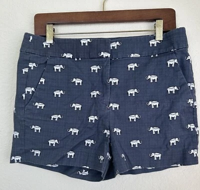 Pantalones Cortos Ann Taylor Azul Marino Signature Estampado Elefante Para Mujer Talla 8 Frente Plano Foto 1 de 4