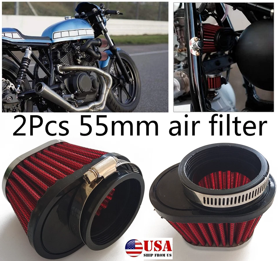 Filtro de aire de alto flujo 55 mm para motocross scooter limpiador de cápsulas de aire Foto 1 de 4