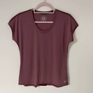 Women’s Asics Mauve Burgundy Short Sleeve Running Workout Tshirt UK Size M - Picture 1 of 7