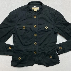 Michael Kors Denim Style Jacket Women's S/P Black Cotton Button Front Stretch - Picture 1 of 11