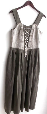 Damen Trachten Kleid ärmellos grau meliert, Rock grün Gr. 38 v. Rose Dirndl - Bild 1 von 2