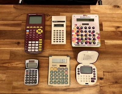 Lot de 6 Calculatrice Texas Instruments/Sharp/Digit/Ecoburotic/Énergie Solaire - Photo 1/4
