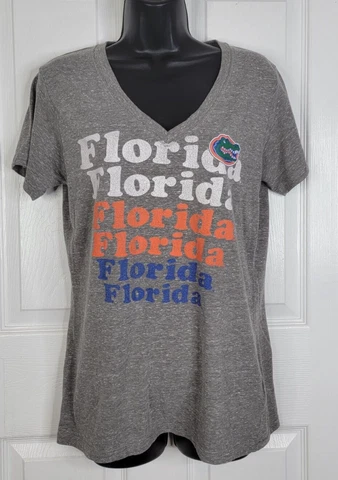 Womens Florida Gators T-Shirt Short Sleeve Gray Russell Size Large 12-14 Cover